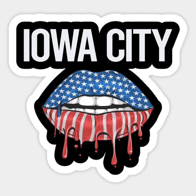 USA Flag Lips Iowa City Sticker by rosenbaumquinton52